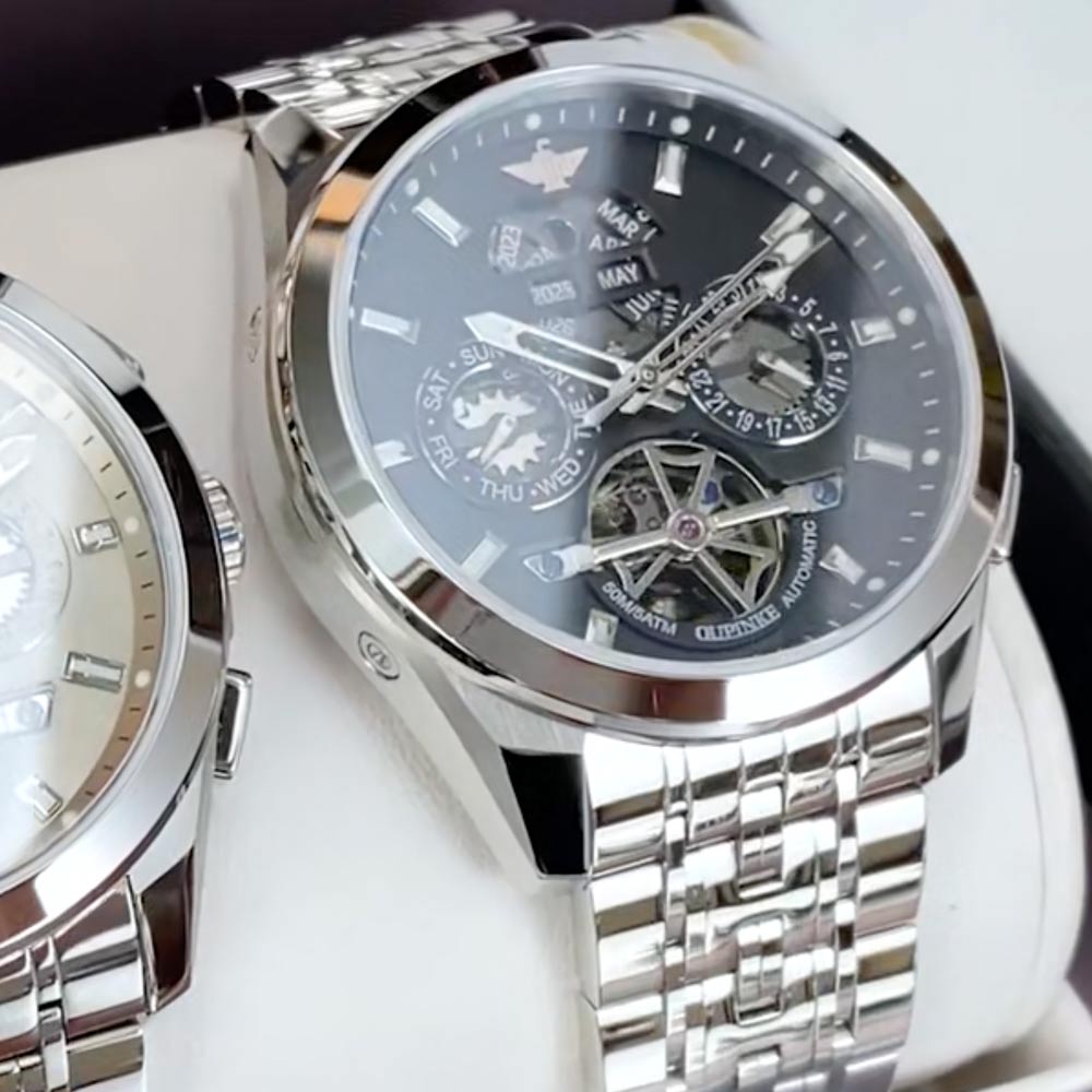 OUPINKE 3251 Automatic Mechanical Wristwatch with Black Dial Gallery Image - Analogue Image Shop