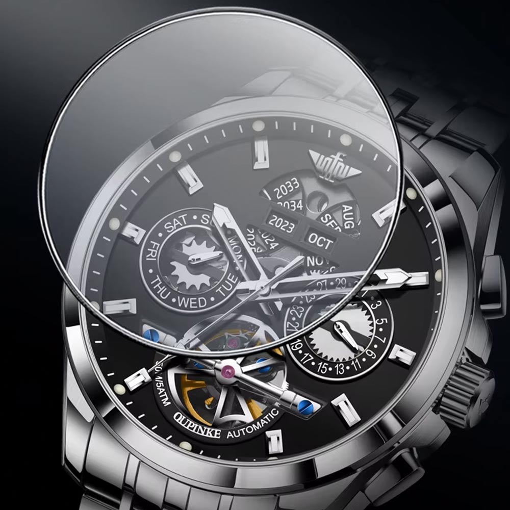 OUPINKE 3251 Automatic Mechanical Wristwatch with Black Dial Gallery Image - Analogue Image Shop