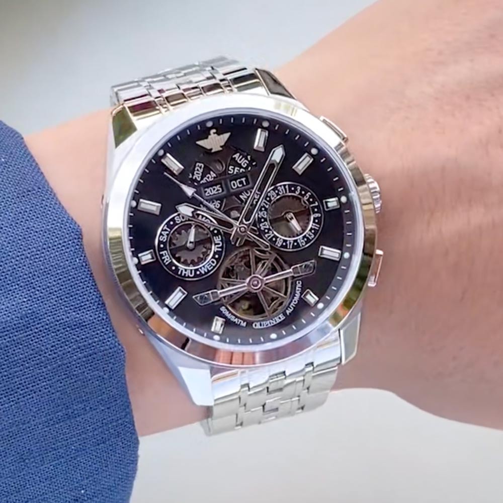 OUPINKE 3251 Automatic Mechanical Mens Wristwatch (Black Dial) - Image 4